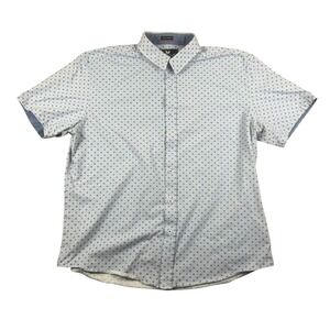 Buttercloth Icy Cotton Men 2XL Regular Fit Short Sleeve Button Up Shirt Blue Dot